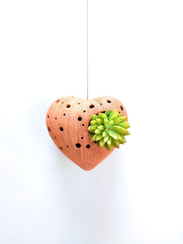 Terracotta hanging planter heart planter gift